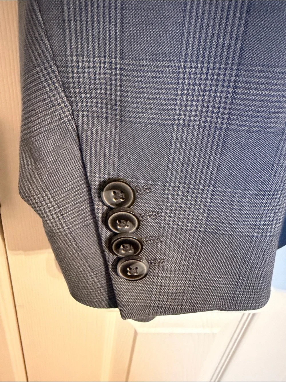 Light Blue Windowpane Two-Button Suit Jacket